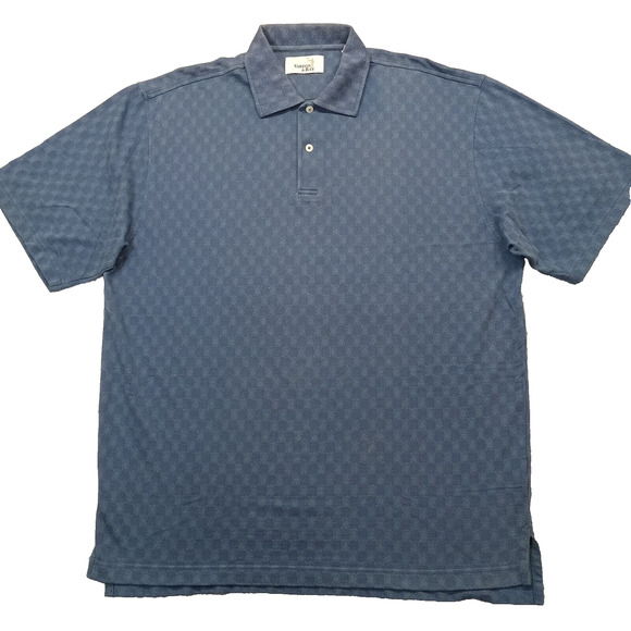 Vtg. Vardon & Ray Polo Shirt L Men's Blue Green Checker Board Cotton Blend - Picture 1 of 7